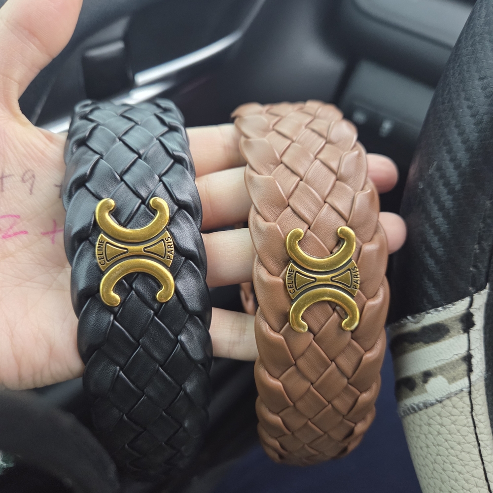 Black and Brown Braided Headbands with Gold Accents